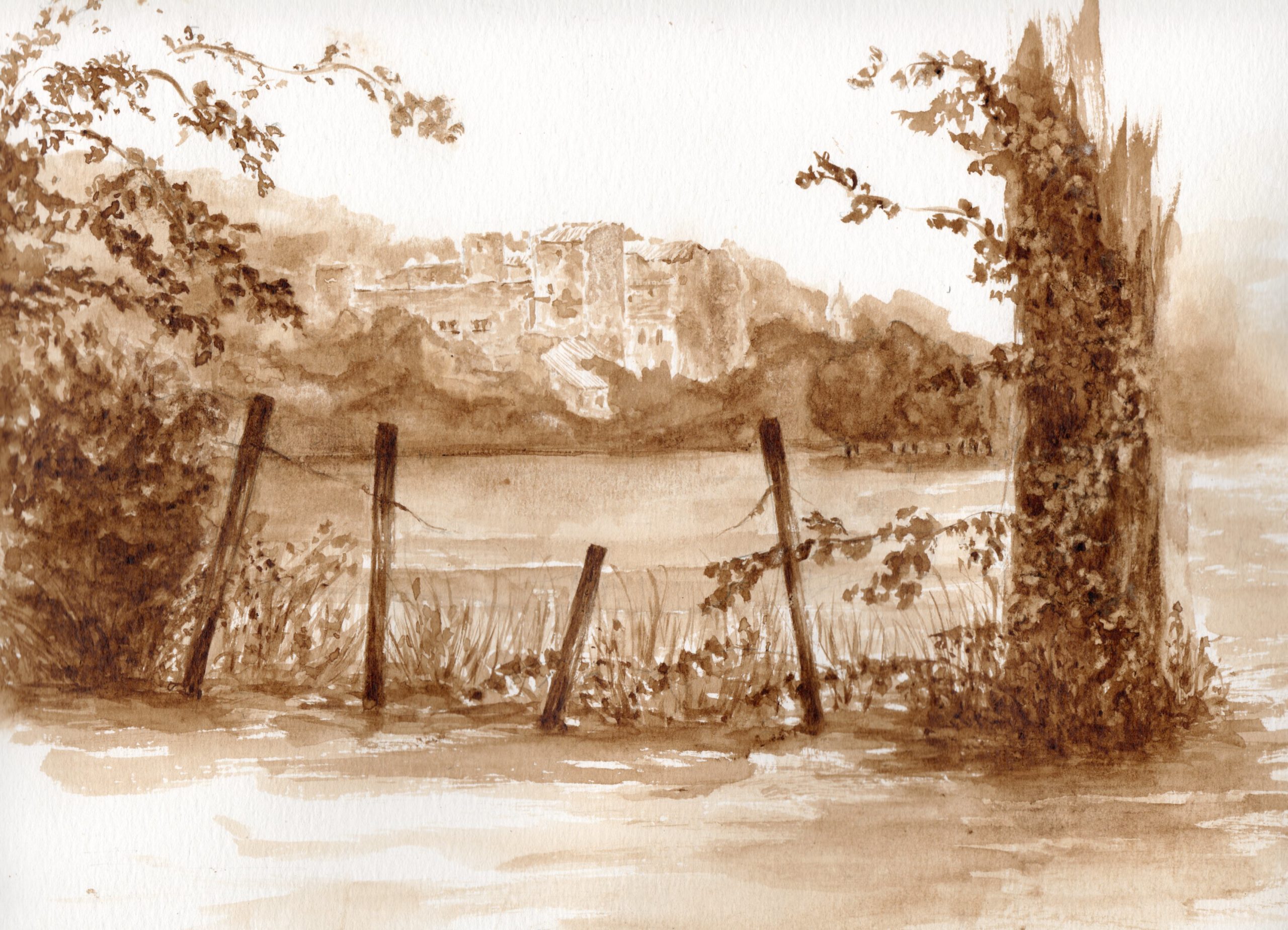 Château La Capelle Masmolène lavis