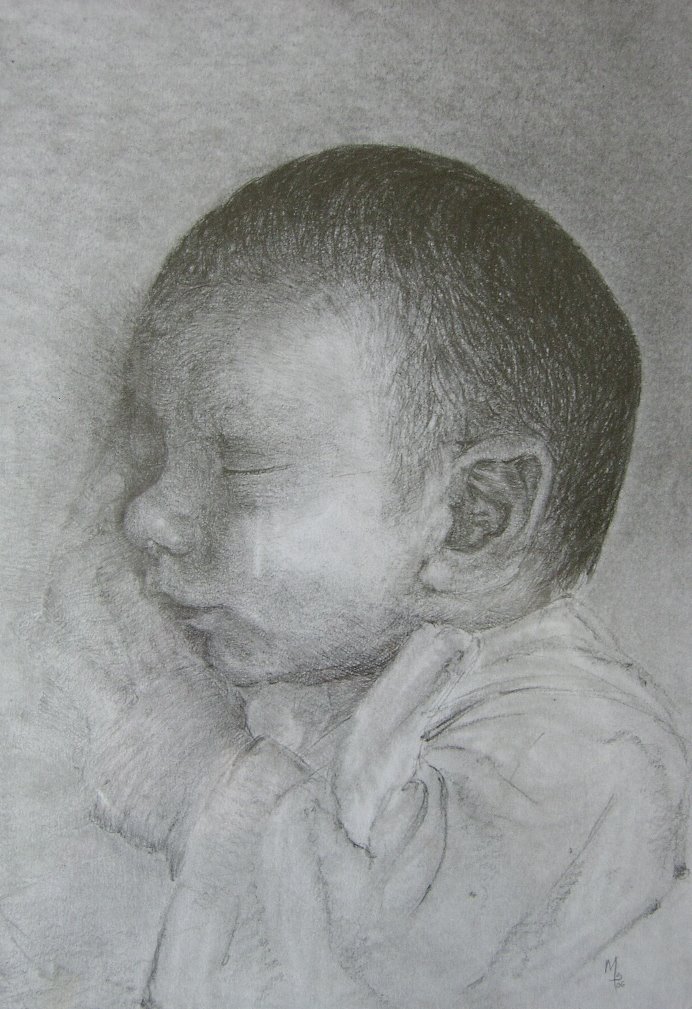 Portrait bébé graphite