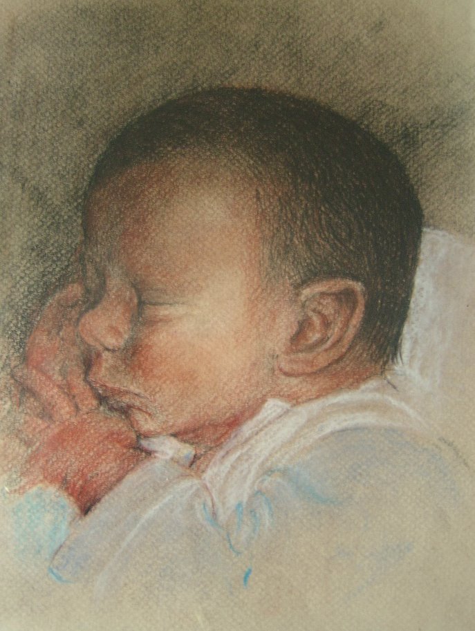 Portrait bébé pastel sec